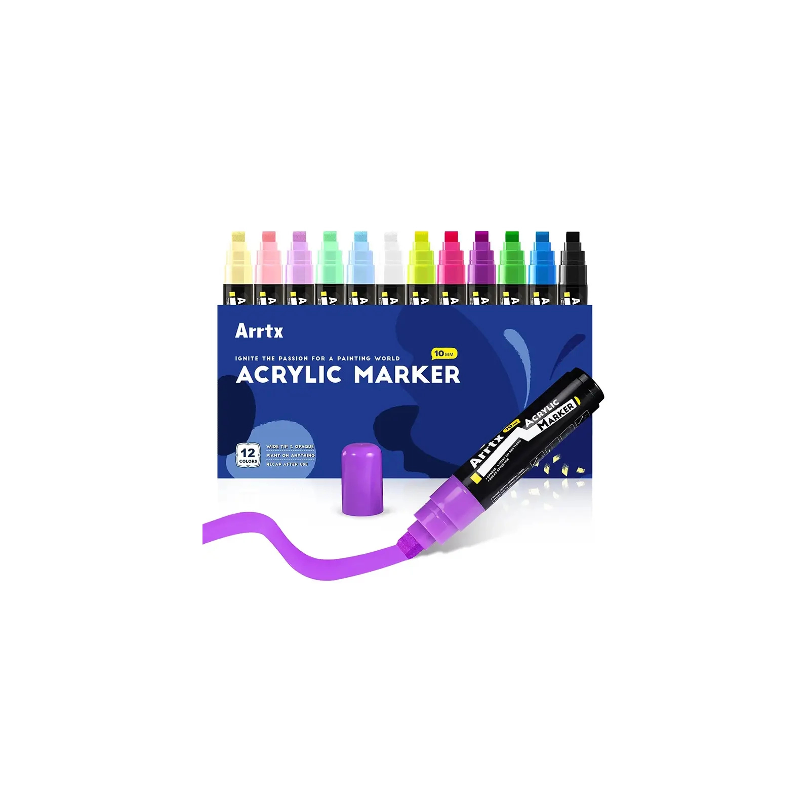 Художественный маркер Arrtx акриловые AACM-0510-12A, 12 цветов (LC303274)