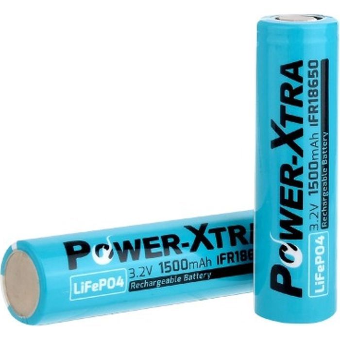 Аккумулятор 18650 1500mAh LiFePO4 IFR18650, 3.2V, FlatTop, blue Power-Xtra (PX-IFR18650 / 29743)