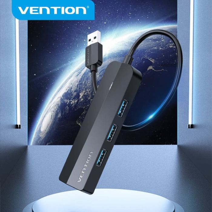 Концентратор Vention USB 3.0 to 3хUSB 3.0/RJ45 Gigabit black (CHNBB) зображення 2