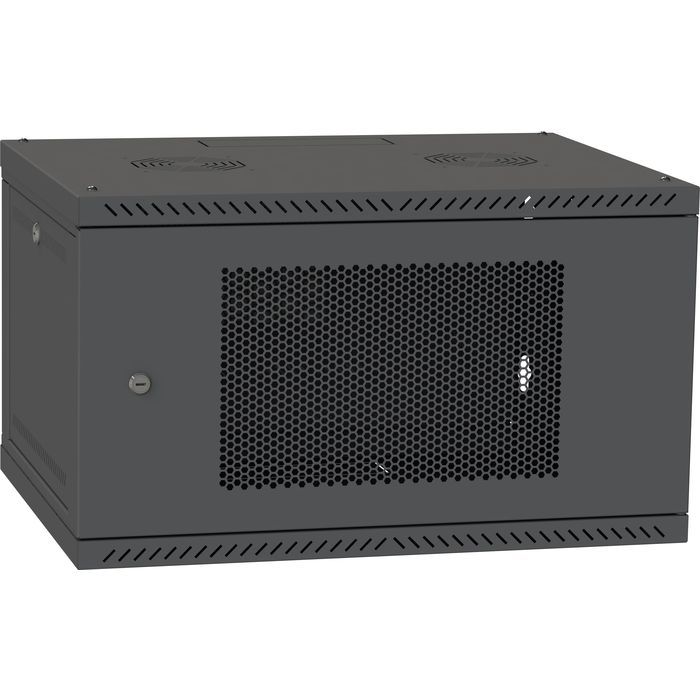 Шафа настінна Ipcom 6U, 600*450, перфоровані дверцята, RAL9005 (СН-6U-060х045-ДП-9005)
