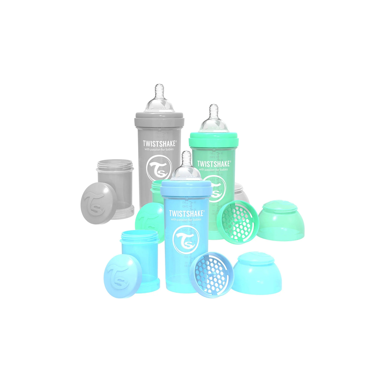 Набір для годування новонароджених Twistshake Value Pack Blue із трьох антиколікових пляшечок 260 мл (78844)
