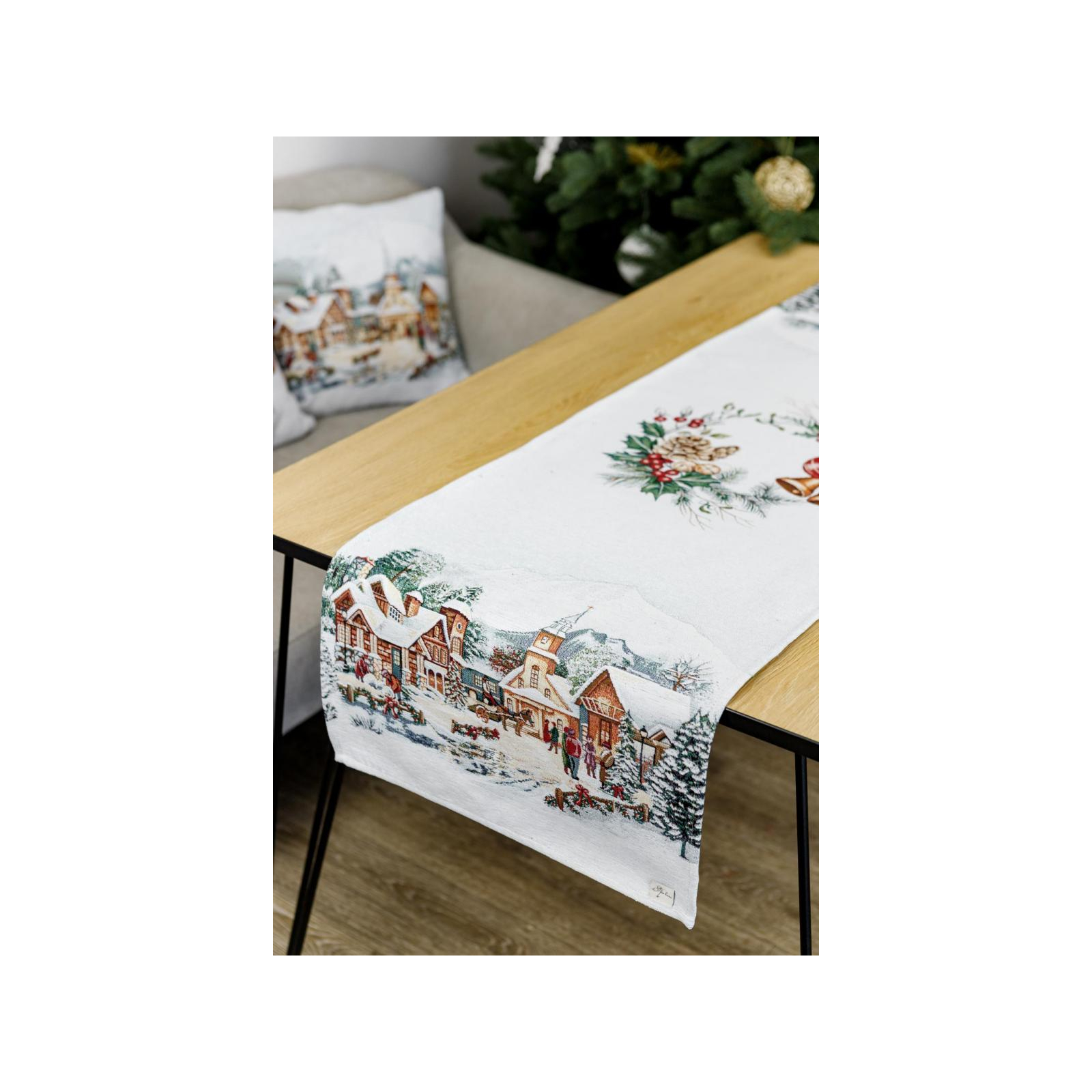 Дорожка на стол Прованс гобеленовая с велюром Зимний город 40х140 см (4823093450400) изображение 2