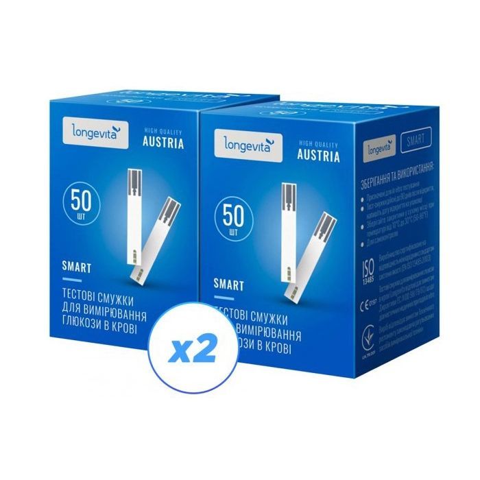 Тест-смужки для глюкометра Longevita Smart 2 x 50 шт. (6662664)