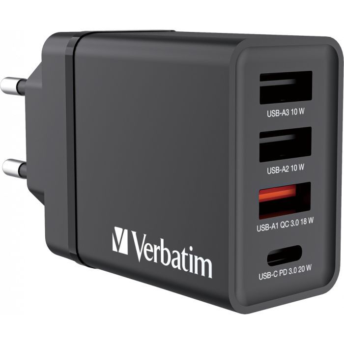 Зарядний пристрій Verbatim USB 30W PD3.0 4-ports white (49701)