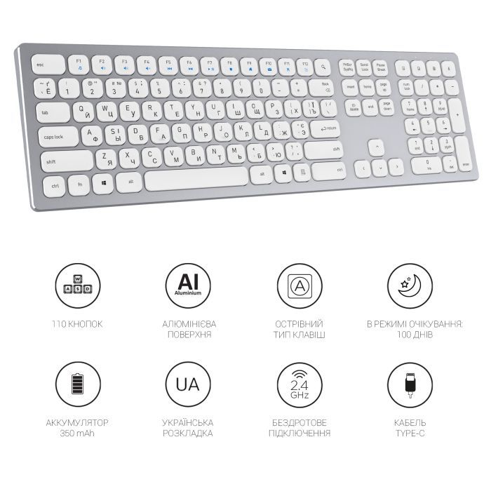 Клавиатура OfficePro SK1550 Wireless Black (SK1550B) изображение 11