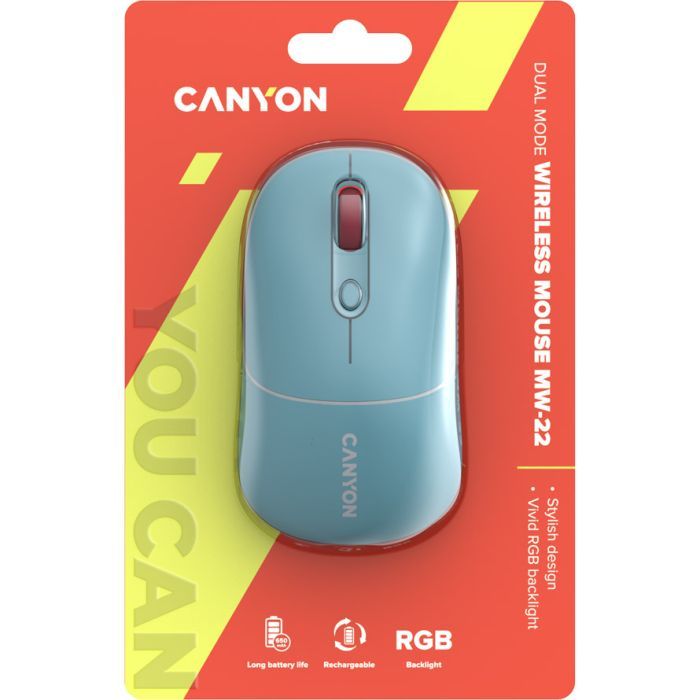 Мышка Canyon MW-22 Dual Band RGB Wireless Pearl Rose (CNS-CMSW22PR) изображение 6