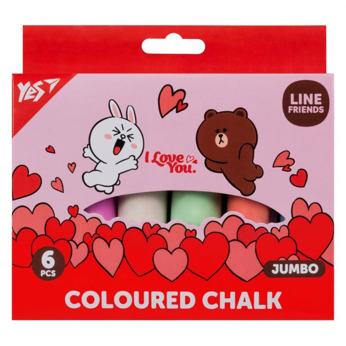 Мел Yes Мел цветной Line Friends 6 шт JUMBO (400496)