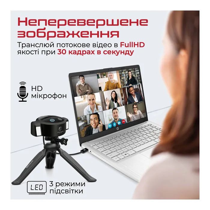 Веб-камера Promate Vision-HD Black (vision-hd.black) зображення 4