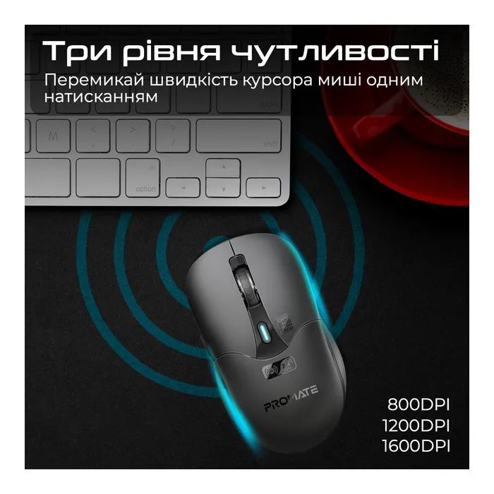 Мышка Promate Samo Wireless/Bluetooth White (samo.white) изображение 4