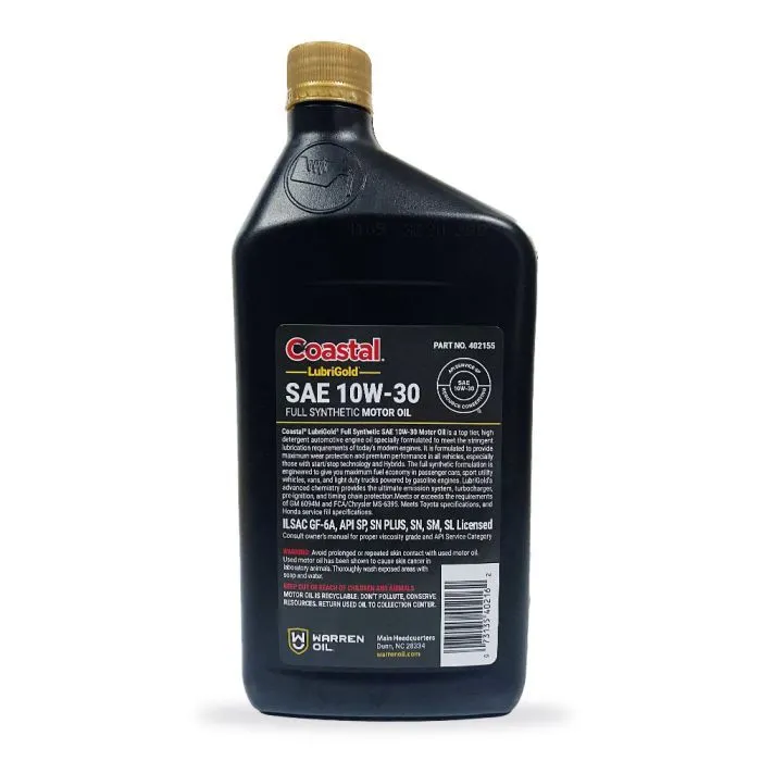 Моторна олива Coastal LubriGold Full Synthetic 10W-30, 0,946л зображення 2