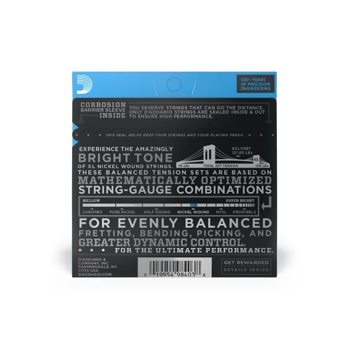 Струны для гитары D'Addario XL Nickel Wound Balanced Tension Medium (11-50) (EXL115BT) изображение 3