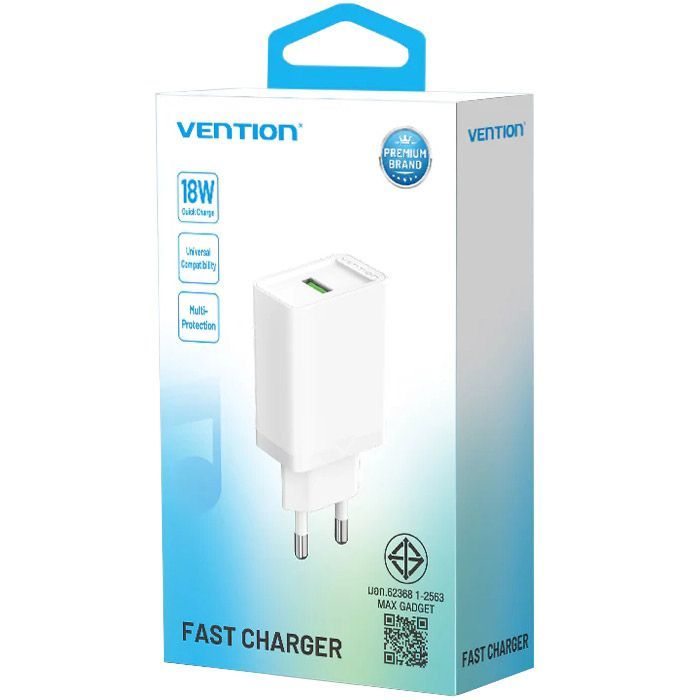 Зарядное устройство Vention 1xUSB 18W (USB-A) QC3.0 black (FABB0-EU) изображение 3