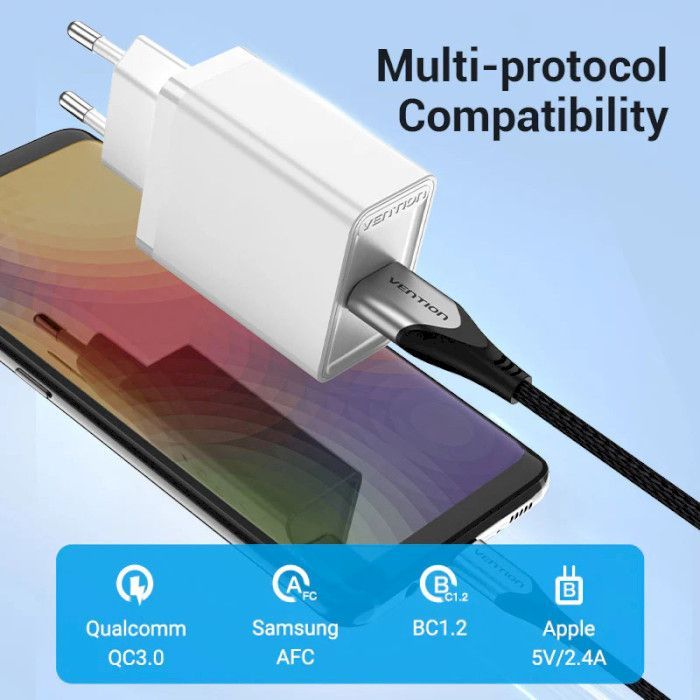 Зарядное устройство Vention 1xUSB 18W (USB-A) QC3.0 black (FABB0-EU) изображение 5