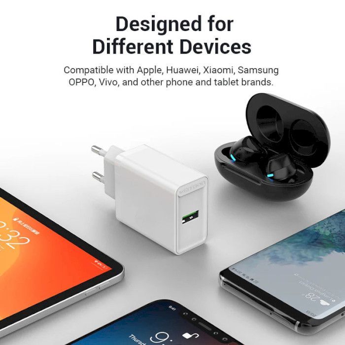 Зарядное устройство Vention 1xUSB 18W (USB-A) QC3.0 black (FABB0-EU) изображение 6