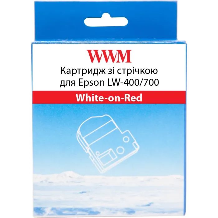 Лента для принтера этикеток WWM для Epson LW-400/700 18mm х 8m White-on-Red (WWM-SD18R)