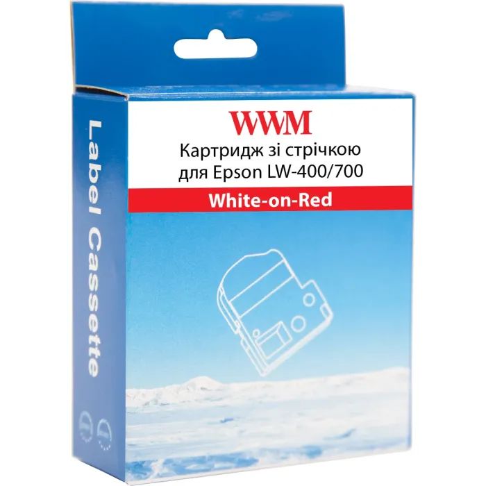 Лента для принтера этикеток WWM для Epson LW-400/700 18mm х 8m White-on-Red (WWM-SD18R) изображение 2