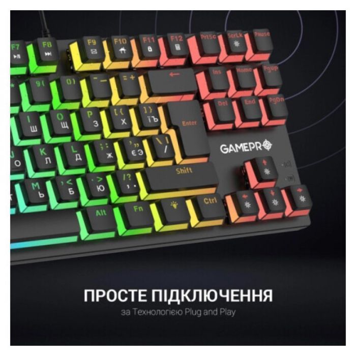 Клавіатура GamePro MK80B RGB Blue Switch USB Black (MK80B) зображення 10
