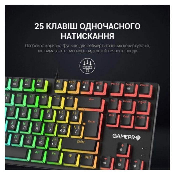 Клавіатура GamePro MK80B RGB Blue Switch USB Black (MK80B) зображення 11