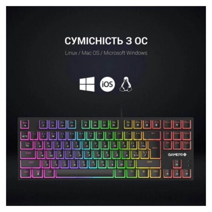 Клавіатура GamePro MK80B RGB Blue Switch USB Black (MK80B) зображення 5