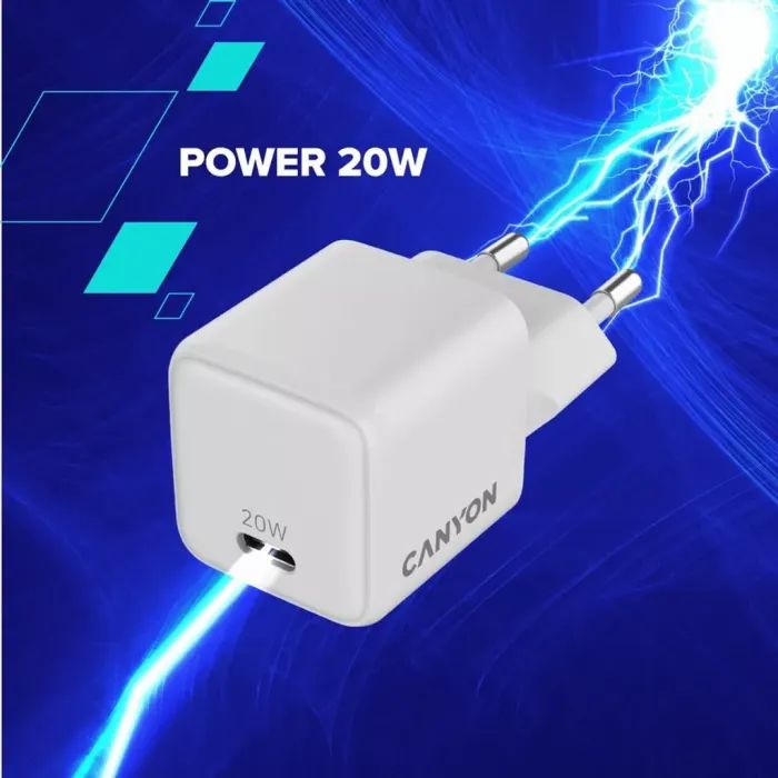 Зарядний пристрій Canyon CU20C GaN 20W 1xPD EU White (CNS-CUW20C) зображення 6