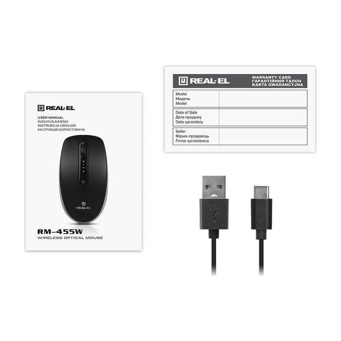 Мишка REAL-EL RM-455W Wireless/Bluetooth Black/Gray (EL123200047) зображення 11