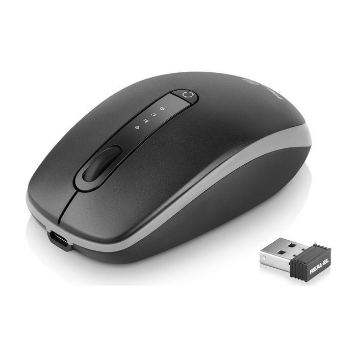Мишка REAL-EL RM-455W Wireless/Bluetooth Black/Gray (EL123200047)