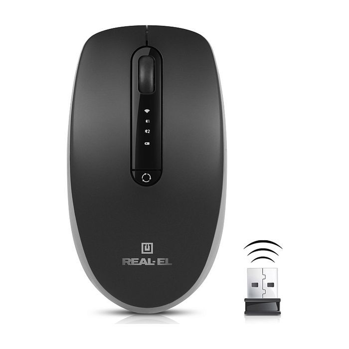 Мишка REAL-EL RM-455W Wireless/Bluetooth Black/Gray (EL123200047) зображення 3