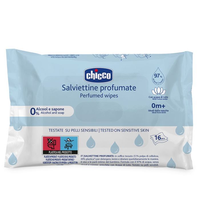 Детские влажные салфетки Chicco мягкие очищающие, 16 шт (12050.20)