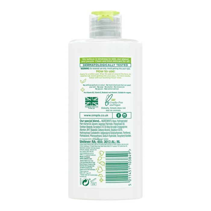 Лосьйон для обличчя Simple Kind to Skin Purifying Cleansing Lotion 200 мл (5011451103849) зображення 2