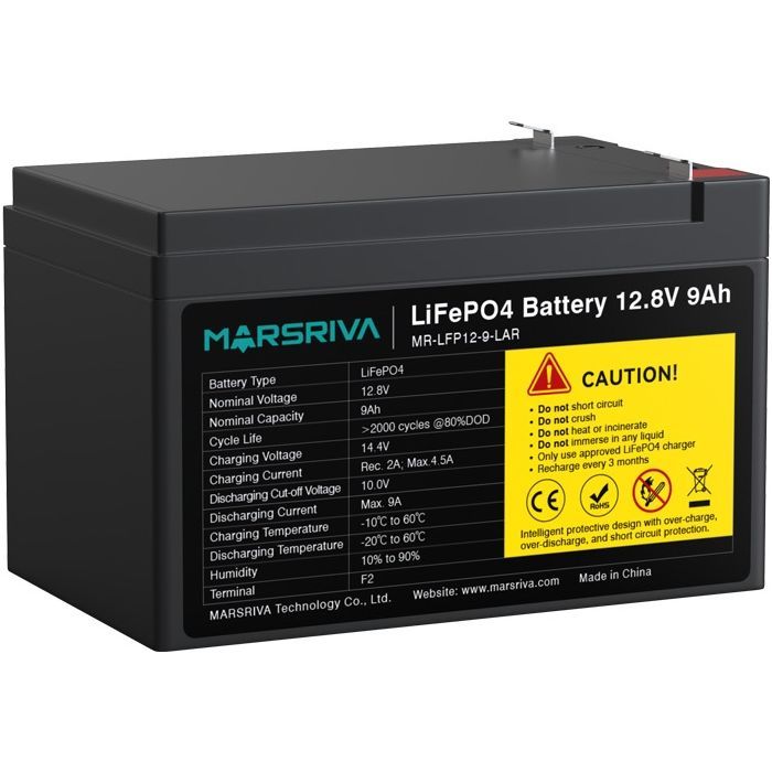 Батарея LiFePo4 Marsriva 12.8V 9Ah (MR-LFP12-9-LAR) зображення 2