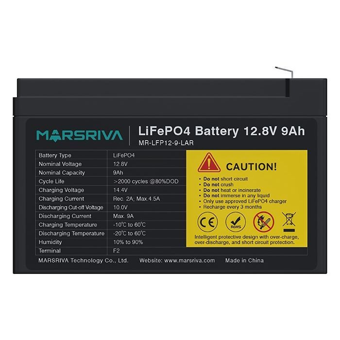 Батарея LiFePo4 Marsriva 12.8V 9Ah (MR-LFP12-9-LAR) зображення 3