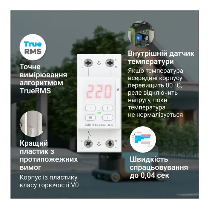 Реле напряжения ZUBR D2-63 red (4820120221736) изображение 4