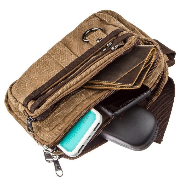 Сумка Vintage Бананка текстильная на пояс Синяя (20158) изображение 5