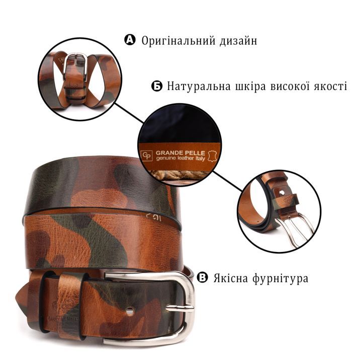 Ремень Grande Pelle В стиле милитари из натуральной кожи (21478) изображение 4