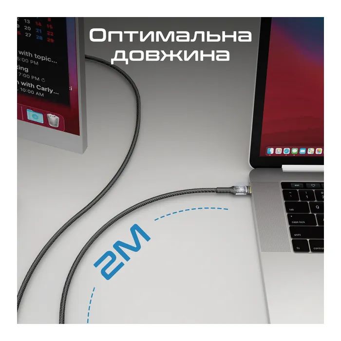 Дата кабель USB-C to USB-C lucidline-cc200.navy Promate (lucidline-cc200.navy) зображення 7