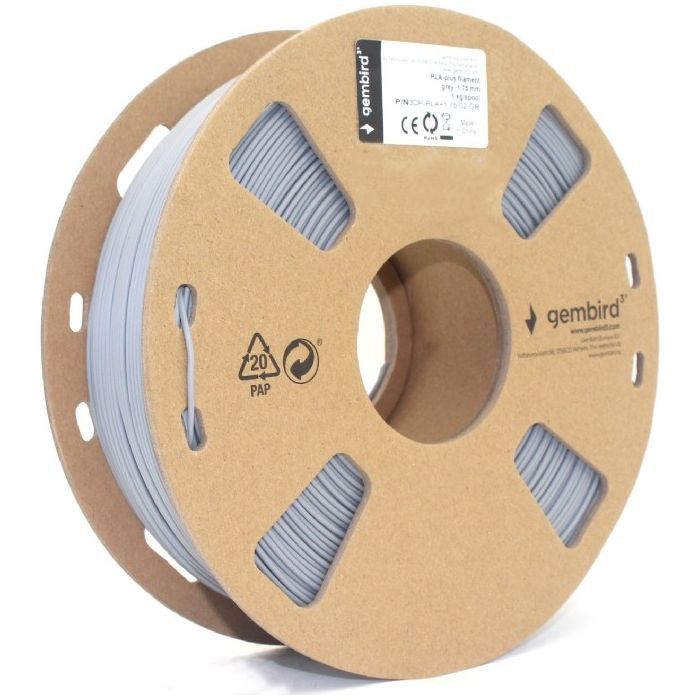 Пластик для 3D-принтера Gembird PLA+, 1.75 мм, 1 kg, gray (3DP-PLA+1.75-02-GR) изображение 2