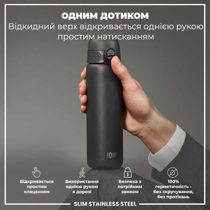 Пляшка для води ION8 OneTouch Stainless Steel 600 мл Blue (I8SS600BLU) зображення 2