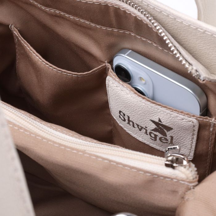 Сумка Shvigel Из натуральной кожи Бежевая (22830) изображение 8