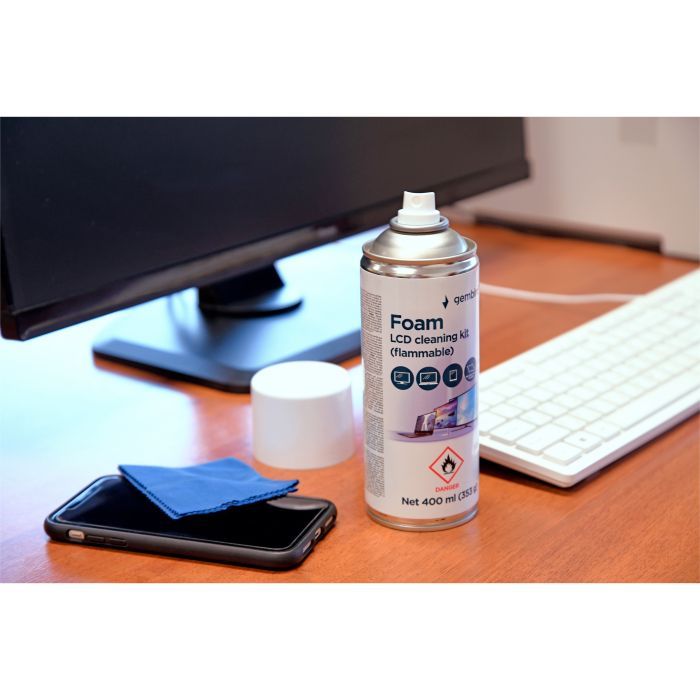 Спрей для очистки Gembird Foam, LCD cleaning kit, 400ml, steel (CK-LCD-08) изображение 4