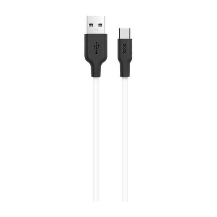 Дата кабель USB 2.0 AM to USB-C 1.0m 2A silicone X21 black+white HOCO (6957531071402)