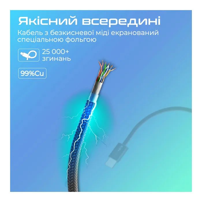 Дата кабель USB-C to USB-C 2.0m 60W PD EcoLine-CC200 black Promate (ecoline-cc200.black) изображение 5