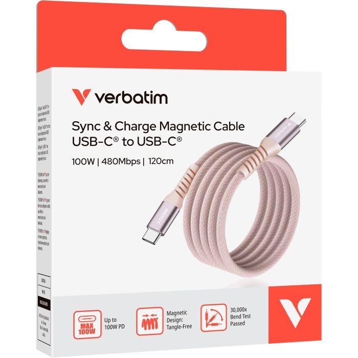 Дата кабель USB-C to USB-C 1.2m Magnetic 100W blue Verbatim (31856) изображение 3