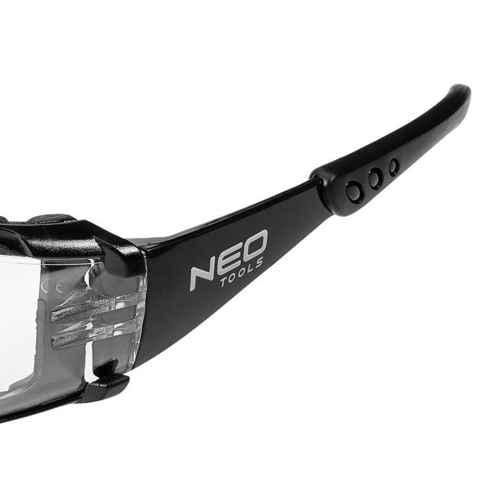 Защитные очки Neo Tools протиосколкові, клас захисту FT, резинові дужки, полікарбонат, темно сірий (97-522) изображение 11
