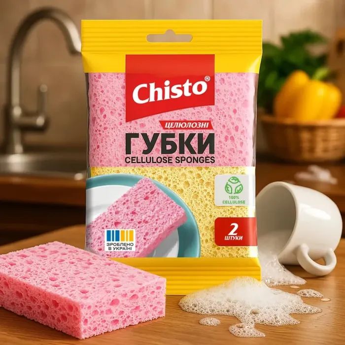 Губки кухонные Chisto Целлюлозные 2 шт. (4820204701826) изображение 2