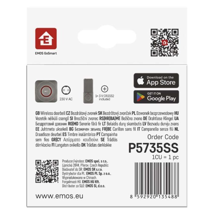 Дверний дзвінок EMOS бездротовий EMOS P5735WS WiFi (P5735WS) зображення 10