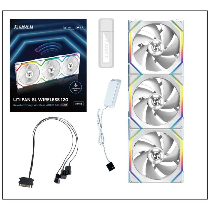 Кулер для корпуса Lian Li Uni Fan SL WIRELESS 120-3, White (G99.12SL1W3W.00) изображение 8