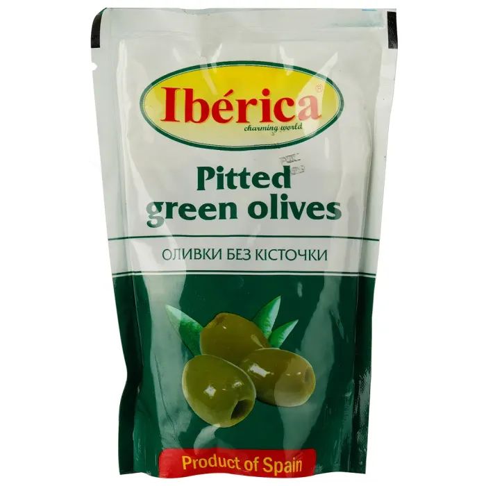 Овощная консервация Iberica Оливки зелені без кісточки в пакеті 170 г (8436024294668)