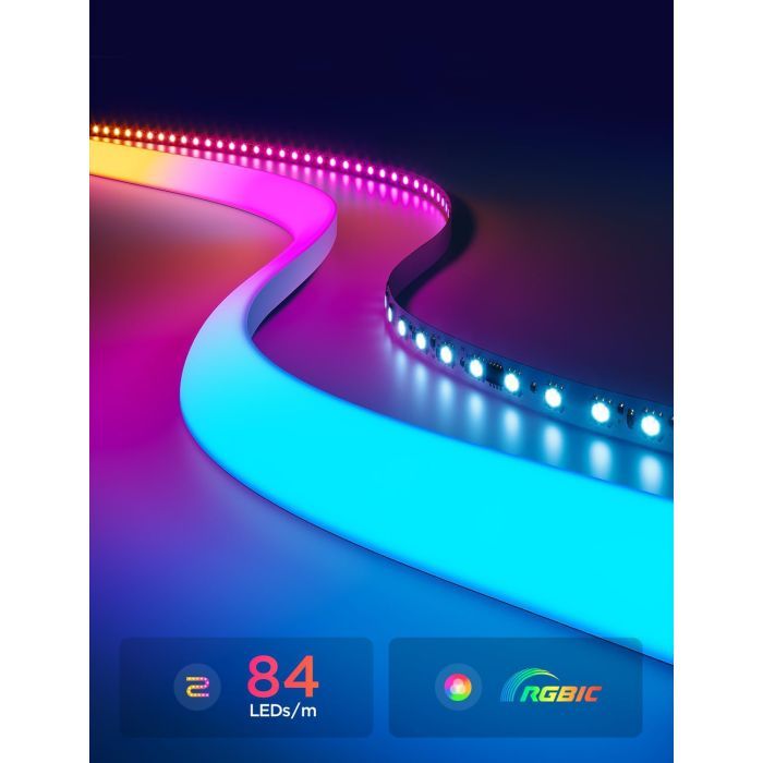 Світлодіодна стрічка Govee H6641 Neon Rope Light for Wall Lining, 5.0m, RGBIC, WI-FI/Bluetooth, white (H66413D1) зображення 4