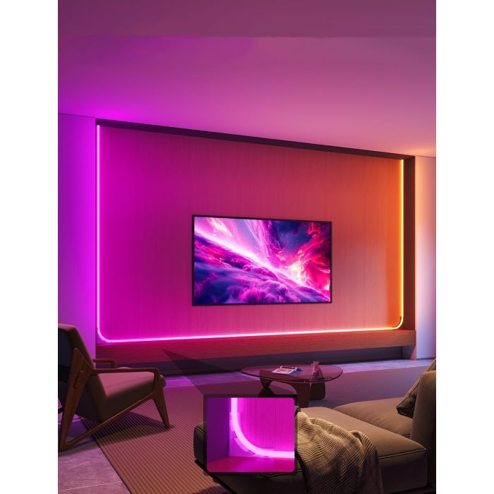 Світлодіодна стрічка Govee H6641 Neon Rope Light for Wall Lining, 5.0m, RGBIC, WI-FI/Bluetooth, white (H66413D1) зображення 6