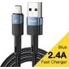 Дата кабель USB 2.0 AM to Lightning 2.0m 2.4A blue Essager (EXCL-XCA03)